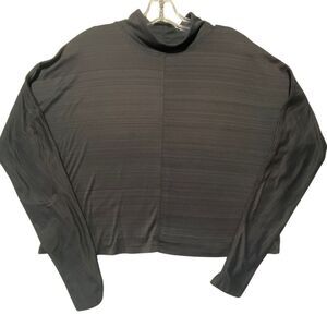 Kyodan Black Mock Neck Crop Top Athletic Long Sleeve Workout Yoga Running Shirt